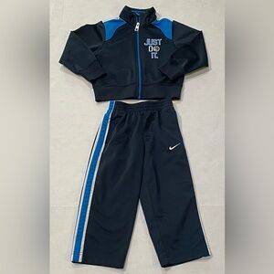 Nike Blue Track Suit Full-Zip Jacket Pants Blue Just Do It Baby Toddler Sz 2T